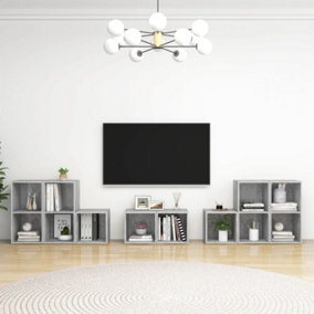 Berkfield 8 Piece TV Cabinet Set Concrete Grey Engineered Wood