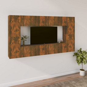 Berkfield 8 Piece TV Cabinet Set Smoked Oak Engineered Wood