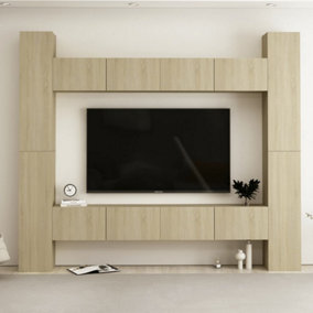 Berkfield 8 Piece TV Cabinet Set Sonoma Oak Engineered Wood