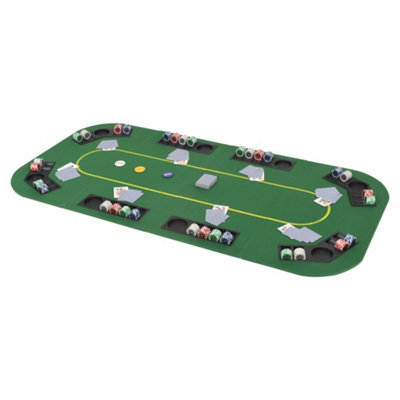 Berkfield 8-Player Folding Poker Tabletop 4 Fold Rectangular Green