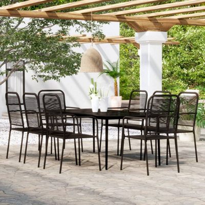 Berkfield 9 Piece Garden Dining Set Black | DIY at B&Q