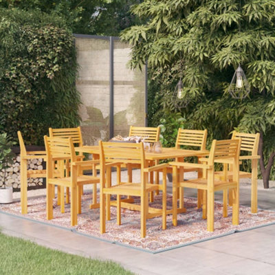 Berkfield 9 Piece Garden Dining Set Solid Teak Wood DIY at B&Q