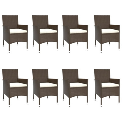 Berkfield 9 Piece Garden Dining Set with Cushions Brown Poly Rattan