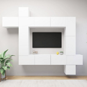 Berkfield 9 Piece TV Cabinet Set White Engineered Wood