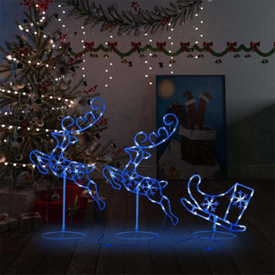 Berkfield Acrylic Christmas Flying Reindeer&Sleigh 260x21x87cm Blue Price Comparisons | Compare The Build