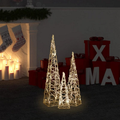 Berkfield Acrylic Decorative LED Light Cone Set Warm White 30/45/60cm Price Comparisons | Compare The Build