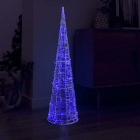 Berkfield Acrylic Decorative Pyramid LED Light Cone Blue 120 cm