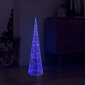 Berkfield Acrylic Decorative Pyramid LED Light Cone Blue 90 cm