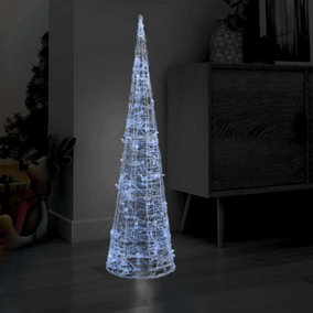 Berkfield Acrylic Decorative Pyramid LED Light Cone Cold White 120 cm