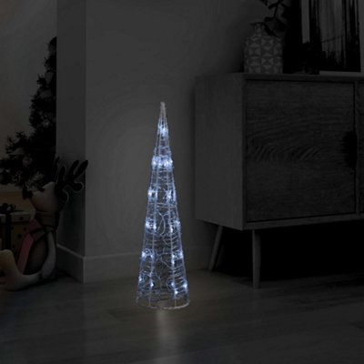 Berkfield Acrylic Decorative Pyramid LED Light Cone Cold White 60 cm ...
