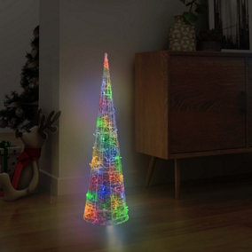 Berkfield Acrylic Decorative Pyramid LED Light Cone Colourful 90 cm