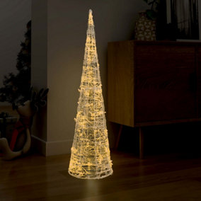 Berkfield Acrylic Decorative Pyramid LED Light Cone Warm White 120 cm
