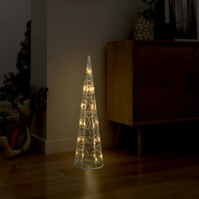 Berkfield Acrylic Decorative Pyramid LED Light Cone Warm White 60 cm