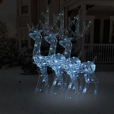 Berkfield Acrylic Reindeer Christmas Decorations 3 pcs 120 cm Cold White Price Comparisons | Compare The Build