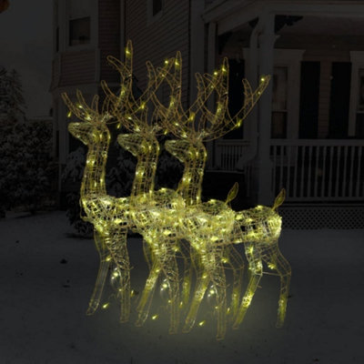 Berkfield Acrylic Reindeer Christmas Decorations 3 pcs 120 cm Warm White Price Comparisons | Compare The Build