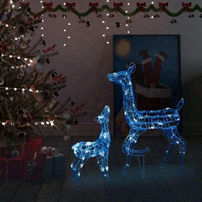 Berkfield Acrylic Reindeer Family Christmas Decoration 160 LED Blue Price Comparisons | Compare The Build