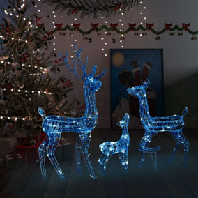 Berkfield Acrylic Reindeer Family Christmas Decoration 300 LED Blue