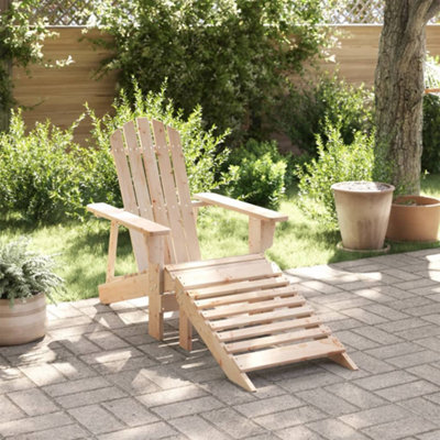 Berkfield Adirondack Chair with Ottoman Natural Wood Solid Wood Fir