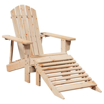 Berkfield Adirondack Chair with Ottoman Natural Wood Solid Wood Fir