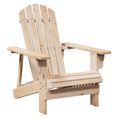 Berkfield Adirondack Chair with Ottoman Natural Wood Solid Wood Fir