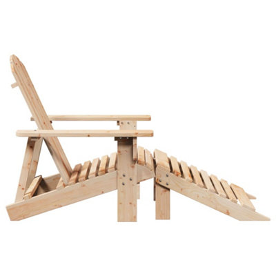 Berkfield Adirondack Chair with Ottoman Natural Wood Solid Wood Fir