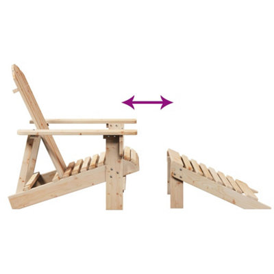 Berkfield Adirondack Chair with Ottoman Natural Wood Solid Wood Fir