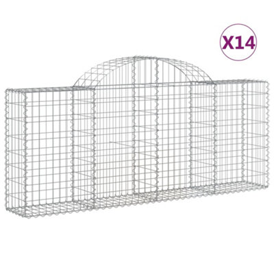 Berkfield Arched Gabion Baskets 14 pcs 200x30x80/100 cm Galvanised Iron