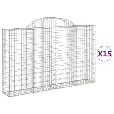 Berkfield Arched Gabion Baskets 15 pcs 200x30x120/140 cm Galvanised Iron