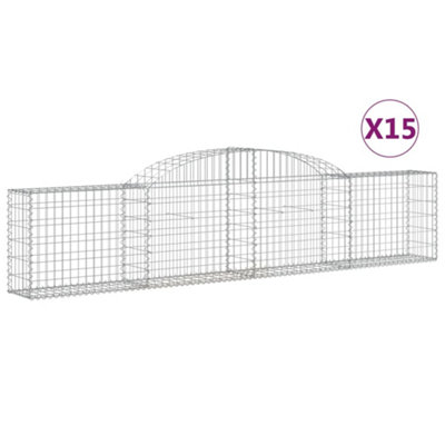 Berkfield Arched Gabion Baskets 15 pcs 300x30x60/80 cm Galvanised Iron