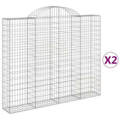 Berkfield Arched Gabion Baskets 2 pcs 200x30x160/180 cm Galvanised Iron