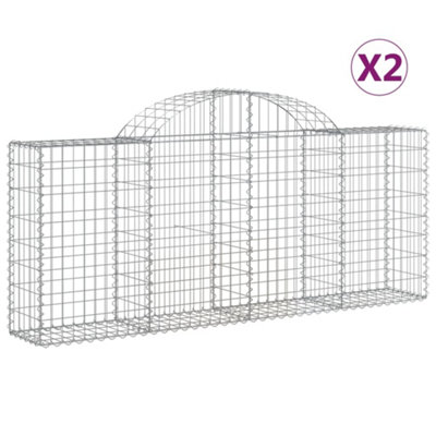 Berkfield Arched Gabion Baskets 2 pcs 200x30x80/100 cm Galvanised Iron