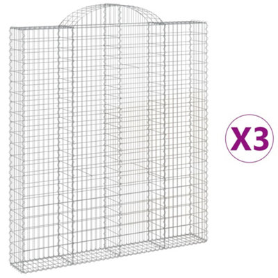 Berkfield Arched Gabion Baskets 3 pcs 200x30x220/240 cm Galvanised Iron