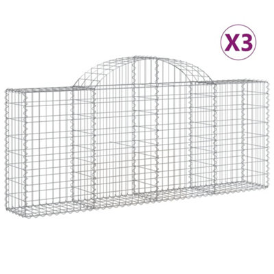 Berkfield Arched Gabion Baskets 3 pcs 200x30x80/100 cm Galvanised Iron