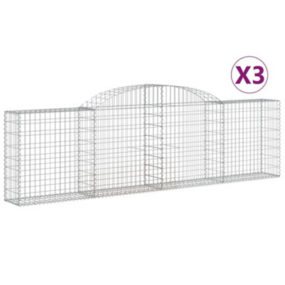 Berkfield Arched Gabion Baskets 3 pcs 300x30x80/100 cm Galvanised Iron