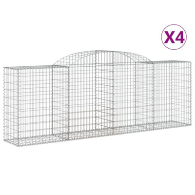 Berkfield Arched Gabion Baskets 4 pcs 300x50x100/120 cm Galvanised Iron