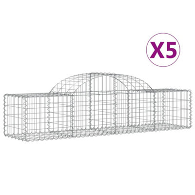 Berkfield Arched Gabion Baskets 5 pcs 200x50x40/60 cm Galvanised Iron