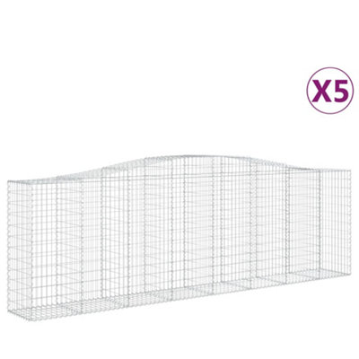 Berkfield Arched Gabion Baskets 5 pcs 400x50x120/140 cm Galvanised Iron