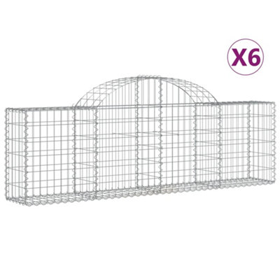 Berkfield Arched Gabion Baskets 6 pcs 200x30x60/80 cm Galvanised Iron