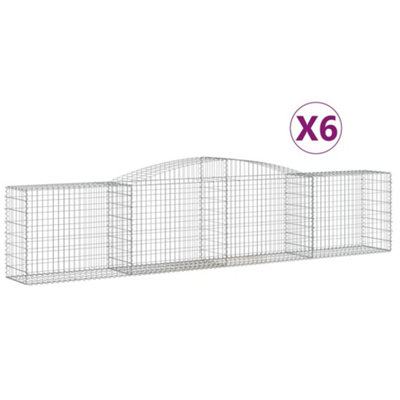 Berkfield Arched Gabion Baskets 6 pcs 400x50x80/100 cm Galvanised Iron