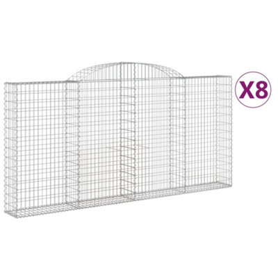 Berkfield Arched Gabion Baskets 8 pcs 300x30x140/160 cm Galvanised Iron