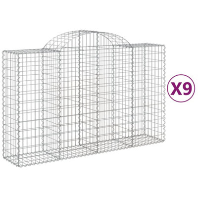 Berkfield Arched Gabion Baskets 9 pcs 200x50x120/140 cm Galvanised Iron