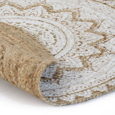 Berkfield Area Rug Braided Jute Printed 240 cm Round