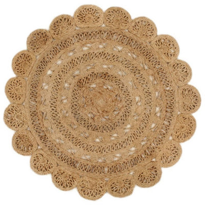 Berkfield Area Rug Hand-braided Jute 120 cm Round