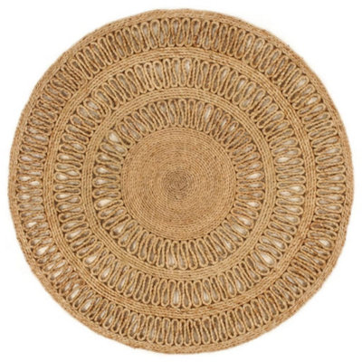 Berkfield Area Rug Hand-braided Jute 90 cm Round