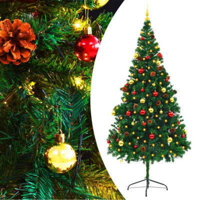 Berkfield Artificial Christmas Tree with Baubles and LEDs Green 210 cm Price Comparisons | Compare The Build