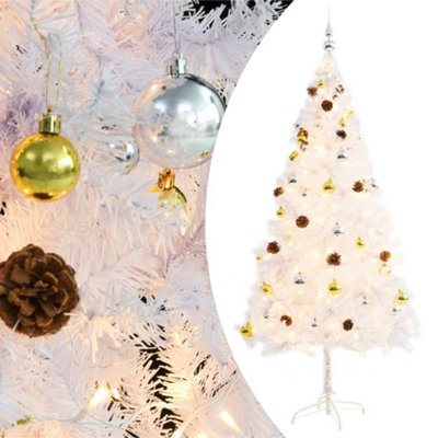 Berkfield Artificial Christmas Tree with Baubles and LEDs White 180 cm Price Comparisons | Compare The Build