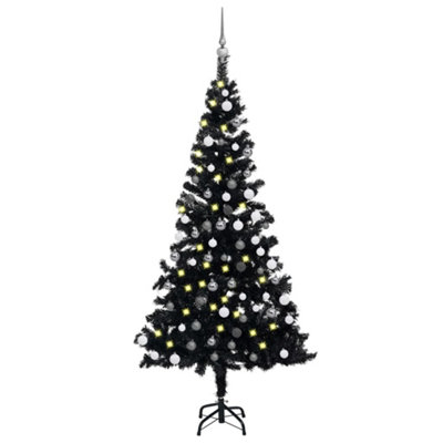 Berkfield Artificial Christmas Tree with LEDs&Ball Set Black 120 cm PVC Price Comparisons | Compare The Build