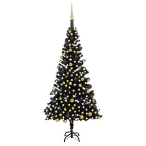 Berkfield Artificial Christmas Tree with LEDs&Ball Set Black 210 cm PVC