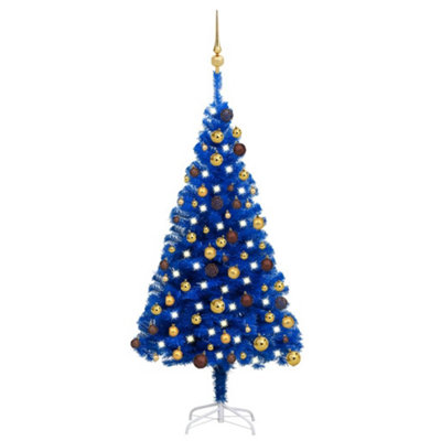 Berkfield Artificial Christmas Tree with LEDs&Ball Set Blue 120 cm PVC Price Comparisons | Compare The Build