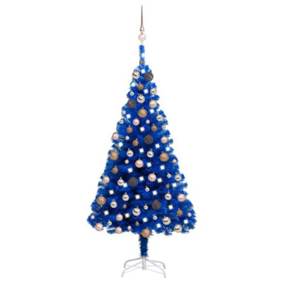 Berkfield Artificial Christmas Tree with LEDs&Ball Set Blue 120 cm PVC Price Comparisons | Compare The Build